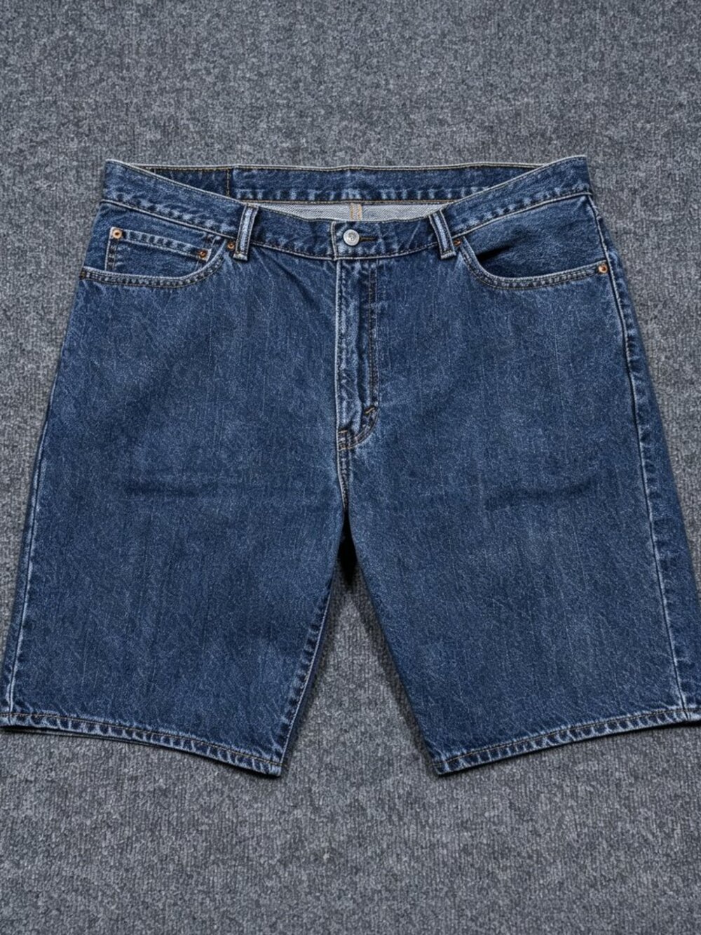 Levis 505 Shorts Mens 38 Blue Medium Wash Denim Straight Fit Bermuda Casual